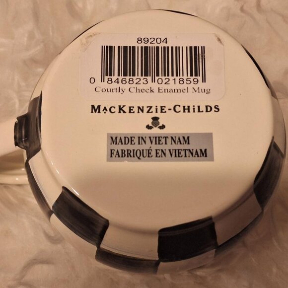 Mackenzie-Childs Courtly Check Enamel 16 oz Mug - EUC - Picture 2 of 4